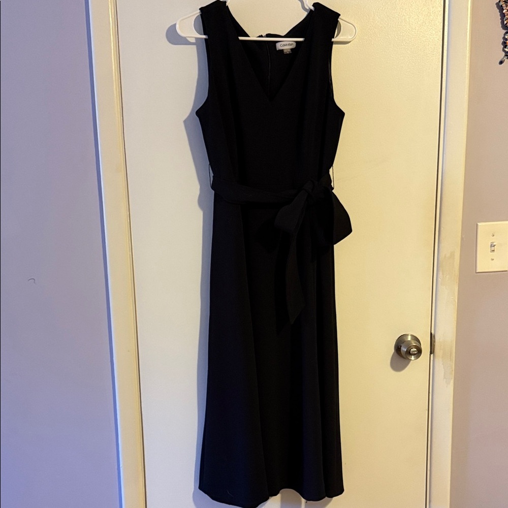 Calvin Klein Black Maxi Dress with Belt